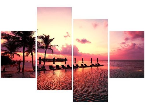 140CM 70 OBRAZ ZACHÓD SŁOŃCA RÓŻU PLAŻY MALEDIWACH ŚCIENNY na Arena.pl