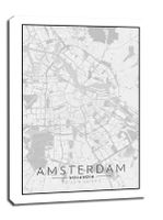 Amsterdam mapa czarno biała - obraz na płótnie 40x60 cm
