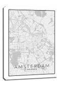 Amsterdam mapa czarno biała - obraz na płótnie 40x60 cm