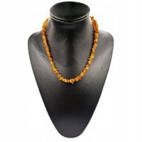 BURSZTYN NATURALNY KORALE NASZYJNIK NA TARCZYCĘ Z BURSZTYNEM PREZENT