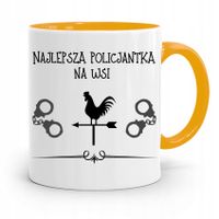 Kubek Żólty Dla Najlepszego Policjanta Policjantki Z Nadrukiem Ze Zdjęciem
