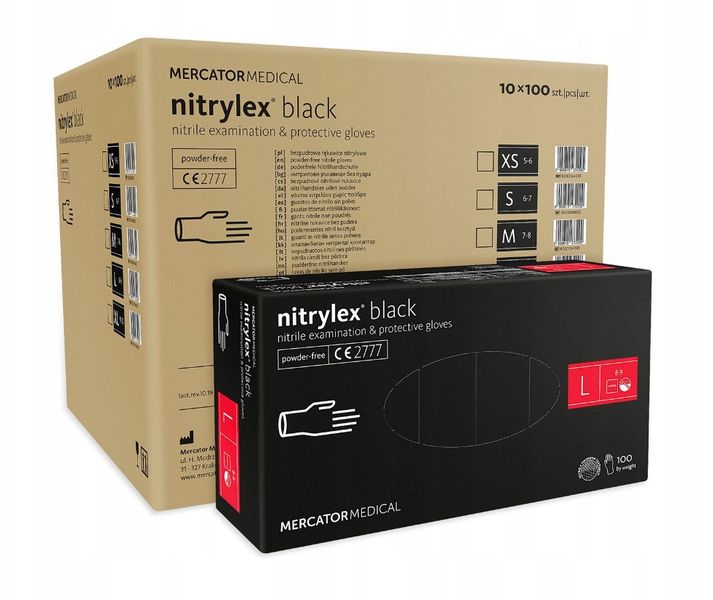 Rękawice nitrylowe nitrylex black L karton  10 x 100 szt na Arena.pl