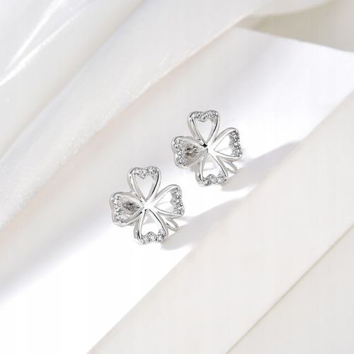 Kolczyki srebrne koniczynki wkrętki sztyfty kolczyki srebro próba 925 na Arena.pl