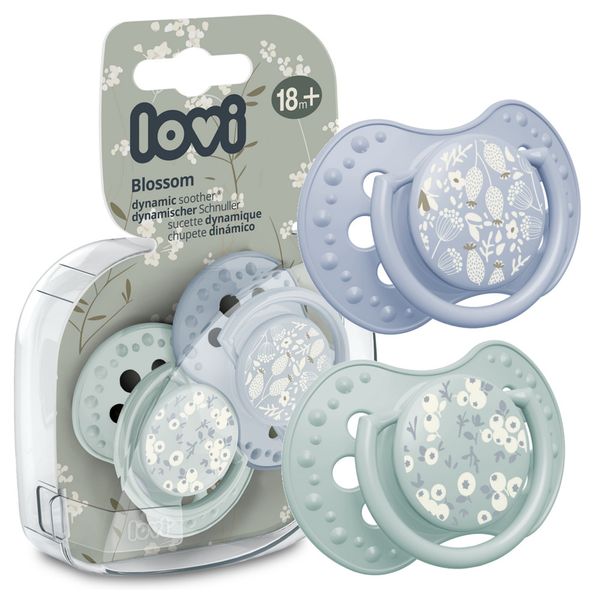 LOVI Smoczek uspokajający dynamiczny BLOSSOM BLUE 18m+ 2 sztuki zdjęcie 1