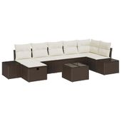 Zestaw Sof na Ogród 8 pcs Brązowy 55 x 62 x 69 cm Polirattan