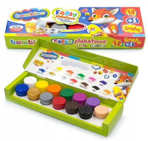 BAMBINO FARBY PLAKATOWE 12 KOL + 1 20 ML na Arena.pl