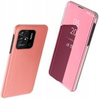 clear view case etui xiaomi redmi 10c pokrowiec z klapką różowe