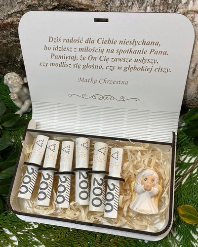 PAMIĄTKA PIERWSZEJ KOMUNII ŚWIĘTEJ Prezent Pudełko na Komunię BIAŁE na Arena.pl