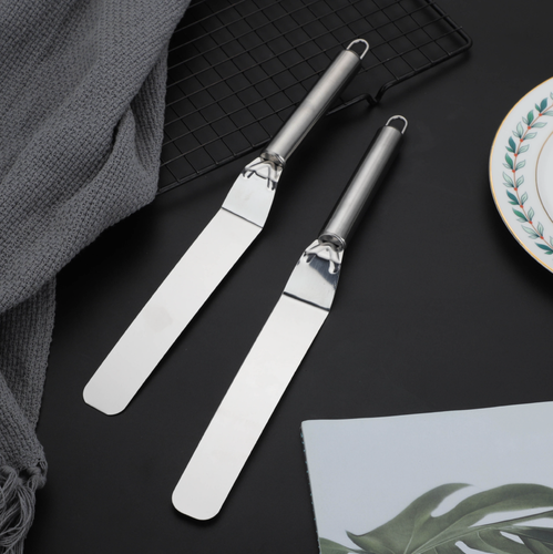 Nóż cukierniczy łopatka stalowa szpatułka srebrna do ciasta, torów, kremu na Arena.pl