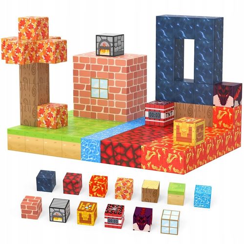 KLOCKI MAGNETYCZNE MINECRAFT BLOKI KLOCKI PIXELE SZEŚCIANY 100 KLOCKÓW na Arena.pl