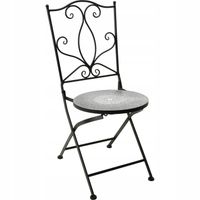 KRZESŁO BALKONOWE DEKORACYJNE OZDOBNE OPARCIE CZARNE KRZESEŁKO METALOWE