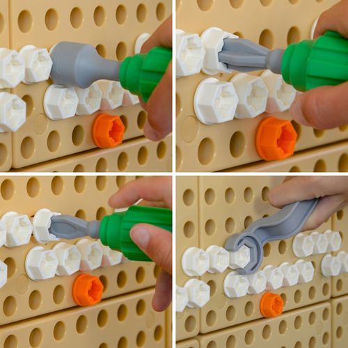 MASTERKIDZ Ręczne Narzędzia 6 Elementów Śrubokręt Klucz - Tablica Naukowo-Edukacyjna STEM na Arena.pl