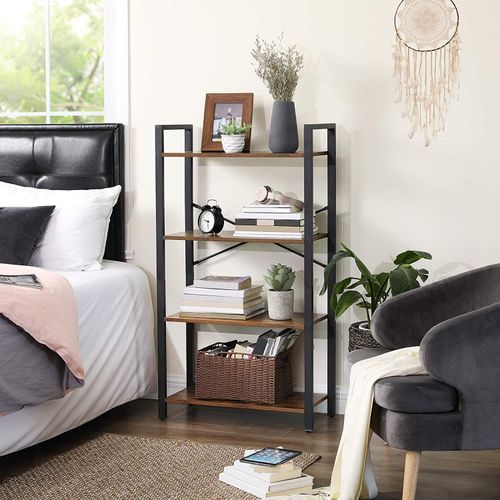 Regał na książki loft 66x120 rustykalny brąz czarna rama półki na Arena.pl