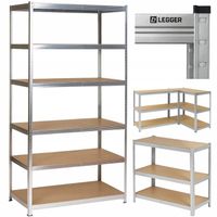 REGAŁ MAGAZYNOWY METALOWY LEGGER - 6 PÓŁEK - UDŹWIG 1050 KG -