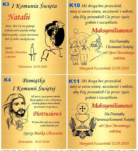 Łańcuszek Złoty Medalik Chrzest Komunia Grawer na Arena.pl