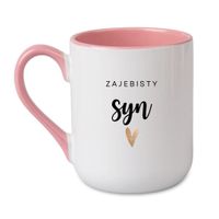 KUBEK "ZAJEBISTY SYN" Wzór - Elegant Coffee Różowy 330 ml