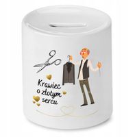 Skarbonka Dla Krawcowej Krawca O Złotym Sercu Z Nadrukiem Ze Zdjęciem Z Nad