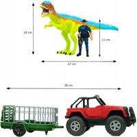 ZESTAW DINOZAUR T-REX 27 CM DUŻA FIGURKA SAMOCHÓD Z PRZYCZEPĄ 38 CM