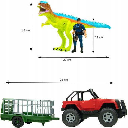 ZESTAW DINOZAUR T-REX 27 CM DUŻA FIGURKA SAMOCHÓD Z PRZYCZEPĄ 38 CM na Arena.pl