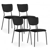 KOMPLET KRZESEŁ MODERNHOME WELUR CZARNY METAL 4 SZTUKI