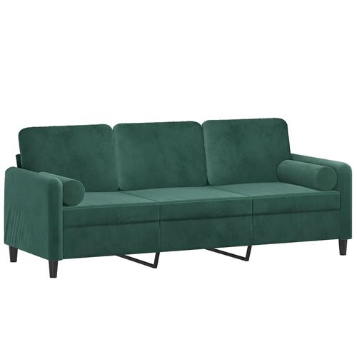 3-osobowa sofa z poduszkami, ciemnozielona, 180 cm, aksamit na Arena.pl