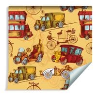 Tapeta Dla Dzieci - Starodawne Samochody i Rowery w Stylu Vintage