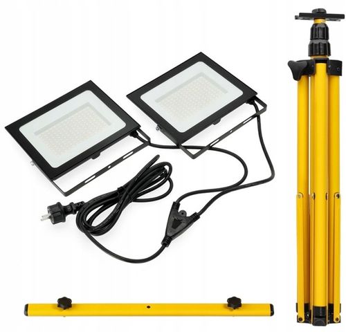 ZESTAW Statyw + Naświetlacz Halogen Budowlany 2x 100W LED 22000lm + na Arena.pl