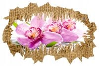 Naklejka samoprzylepna 3D dziura kwiaty storczyki