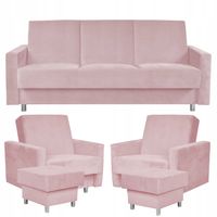 Zestaw mebli wypoczynkowy Alicja wersalka kanapa fotele pufy