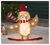 Dekoracja świąteczna figurka bożonarodzeniowa LED na zewnątrz sowa baterie