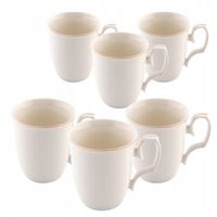 Kubki do kawy 360 ml zestaw kubków 6szt MariaPaula Klasyka Ecru Złota Linia