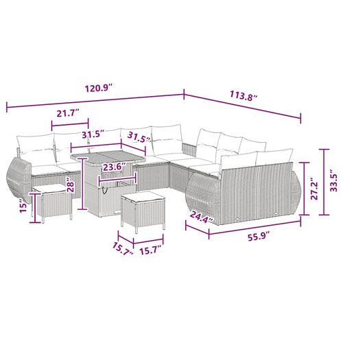 Zestaw Sof na Ogród 13 pcs Czarny polirattan na Arena.pl