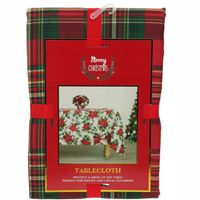 OBRUS TKANINOWY W SZKOCKĄ KRATĘ ŚWIĄTECZNY CZERWONY 130X180CM