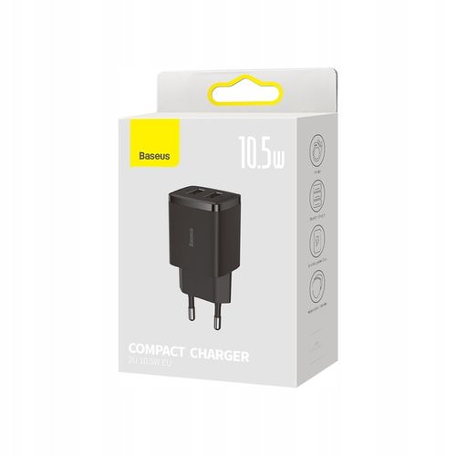 BASEUS ŁADOWARKA SIECIOWA 2X USB 10.5W CZARNY DO TELEFONÓW I TABLETÓW na Arena.pl