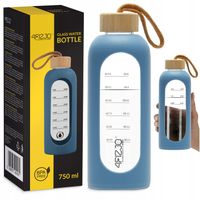 BUTELKA SZKLANA NA WODĘ BIDON MOTYWACYJNA SZCZELNA SILIKONOWE ETUI 750 ML