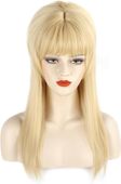 Peruka Blond Długa Prosta z Grzywką Vintage Retro 50cm Syntetyczna Damska