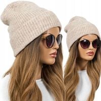 CZAPKA DAMSKA Zimowa Beanie CIEPŁA Wywijana POLSKA KOLORY