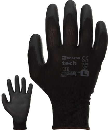 rękawice robocze mercator tech black+black pu - xl - 12 par na Arena.pl