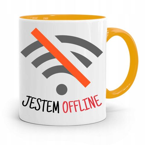 Kubek Żółty Informatyka Programisty Jestem Offline Z Nadrukiem Ze Zdjęciem na Arena.pl