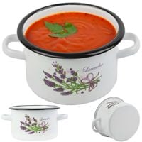 GARNEK TRADYCYJNY EMALIOWANY 3L 18CM WZÓR LAWENDA NA GAZ I INDUKCJĘ