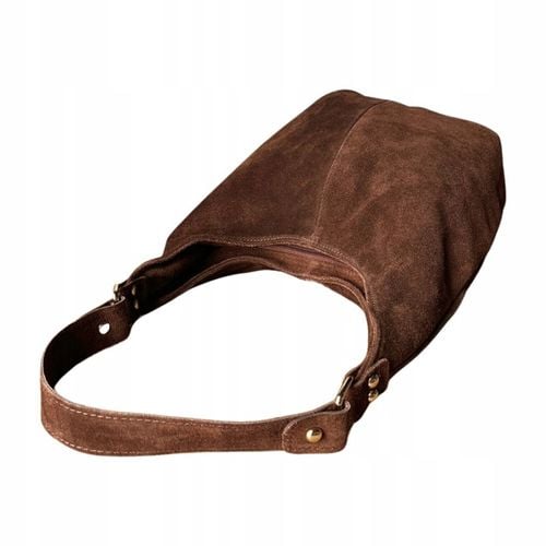 BRĄZOWA ZAMSZOWA TOREBKA WOREK CZEKOLADOWA TOREBKA ZAMSZ NATURALNY NA ZAMEK na Arena.pl