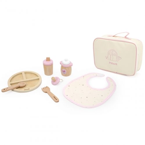 VIGA PolarB Drewniany Zestaw do Karmienia Lalki Torba - z Butelką i Śliniaczkiem na Arena.pl