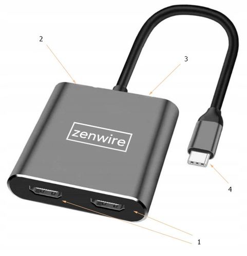 ADAPTER HUB Przejściówka USB-C 3.1 4W1 2x HDMI 4K USB 3.0 Power Delivery PD na Arena.pl