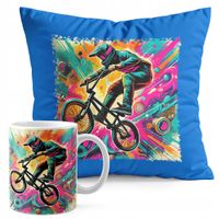 ZESTAW KUBEK + PODUSZKA NIEBIESKA - ROWER BMX MTB SPORT