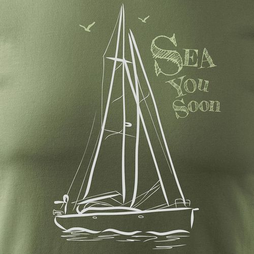 Koszulka żeglarska dla żeglarza z jachtem żaglówką męska khaki REGULAR XXL na Arena.pl