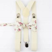 SZELKI męskie beżowe i MUCHA męska beżowa w kwiaty