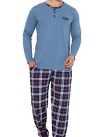 Piżama męska klasyczna na prezent długi rękaw długie spodnie bawełna L