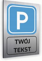 Tabliczka znak informacyjny 20x15 Srebrna PARKING TWÓJ TEKST Dibond