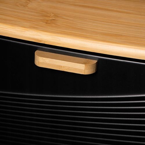 DUŻY CHLEBAK METALOWY Z DESKĄ POJEMNIK NA PIECZYWO CHLEB CZARNY BAMBUSOWY na Arena.pl