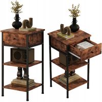 Stolik nocny komoda szafka z szufladą półką retro brąz industrialny loft